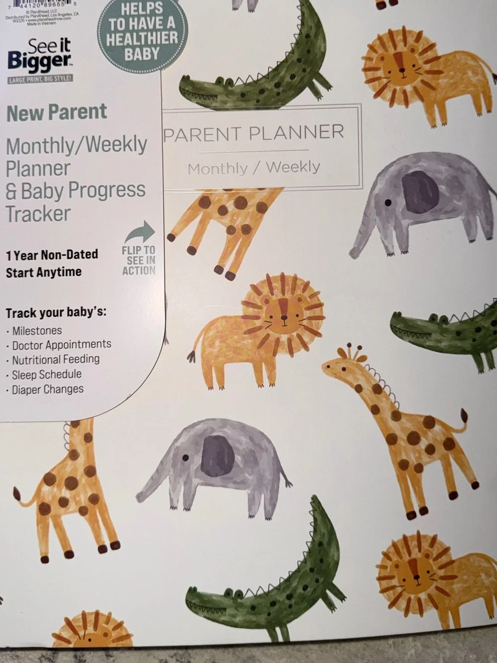 New Parent Monthly/Weekly Planner & Baby Progress Tracker - Animal Print